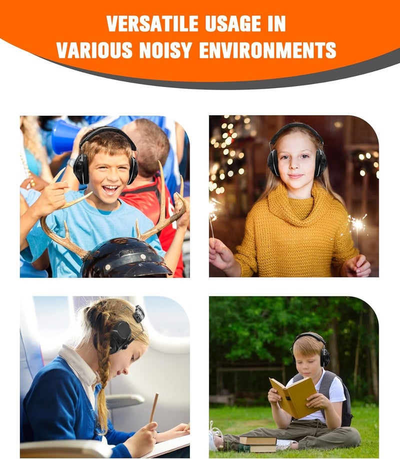 Zohan 032 Kids Noise Canceling Headphones - 25dB NRR Kids Ear Protection Earmuffs for School, Monster Jam, Fireworks, Travel, Air Show, Concert, Autism - Black - Image 5